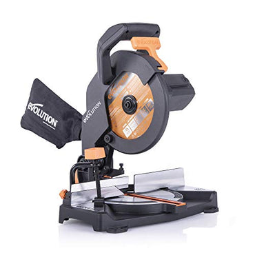 Evolution Power Tools 046-0001A R210CMS Compound Saw with Multi-Material Cutting, Bevel, 45 Degree Mitre, 3-Year Warranty, 1200 W, 230 V-Domestic, Black - FoxMart™️ - Evolution Power Tools